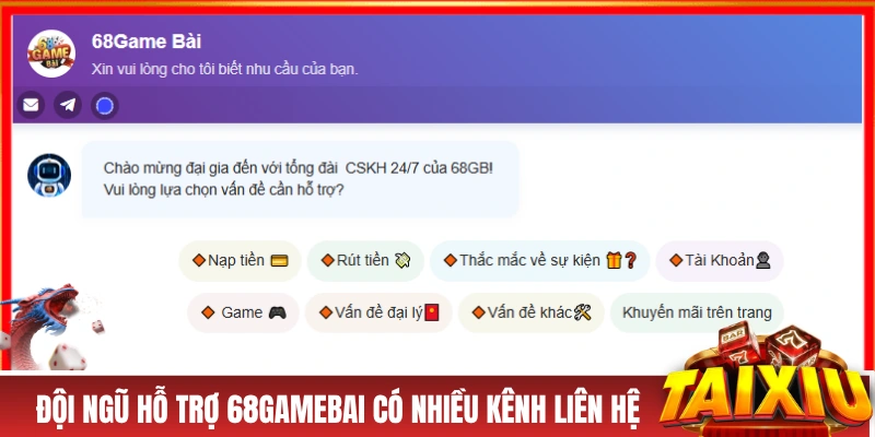 Đội ngũ hỗ trợ 68gamebai có nhiều kênh liên hệ