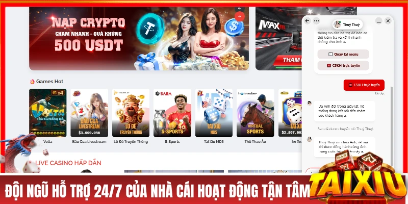Đội ngũ hỗ trợ 24/7 của nhà cái hoạt động tận tâm