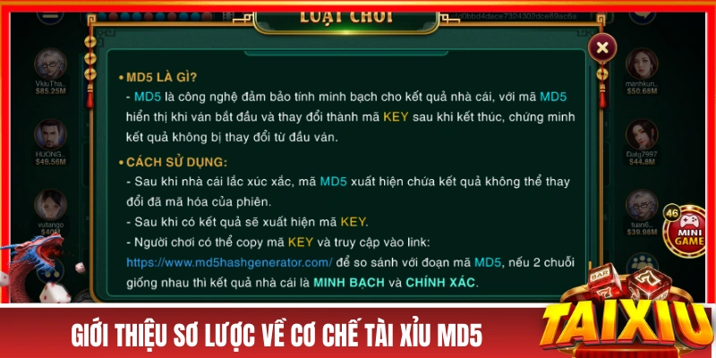 Tài Xỉu MD5 - Phiên Bản Tài Xỉu Online Đáng Tin Cậy Top 1 Giới thiệu sơ lược về cơ chế tài xỉu MD5