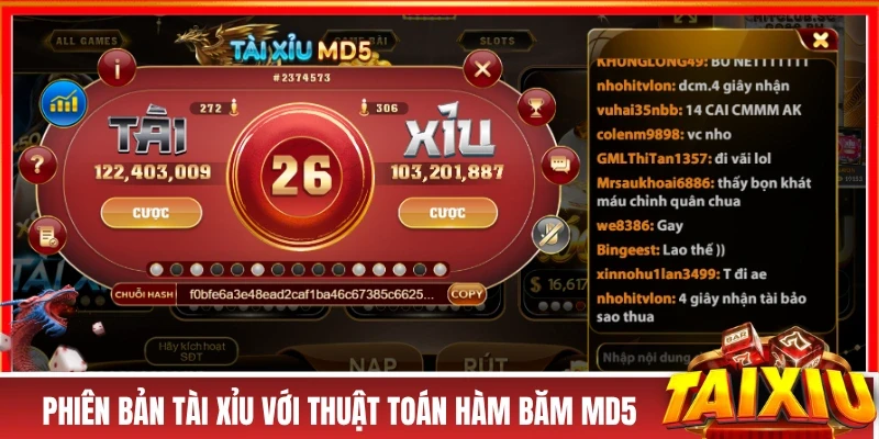 TRANG CHỦ Phiên bản tài xỉu với thuật toán hàm băm MD5