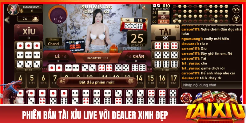 Phiên bản tài xỉu live với Dealer xinh đẹp